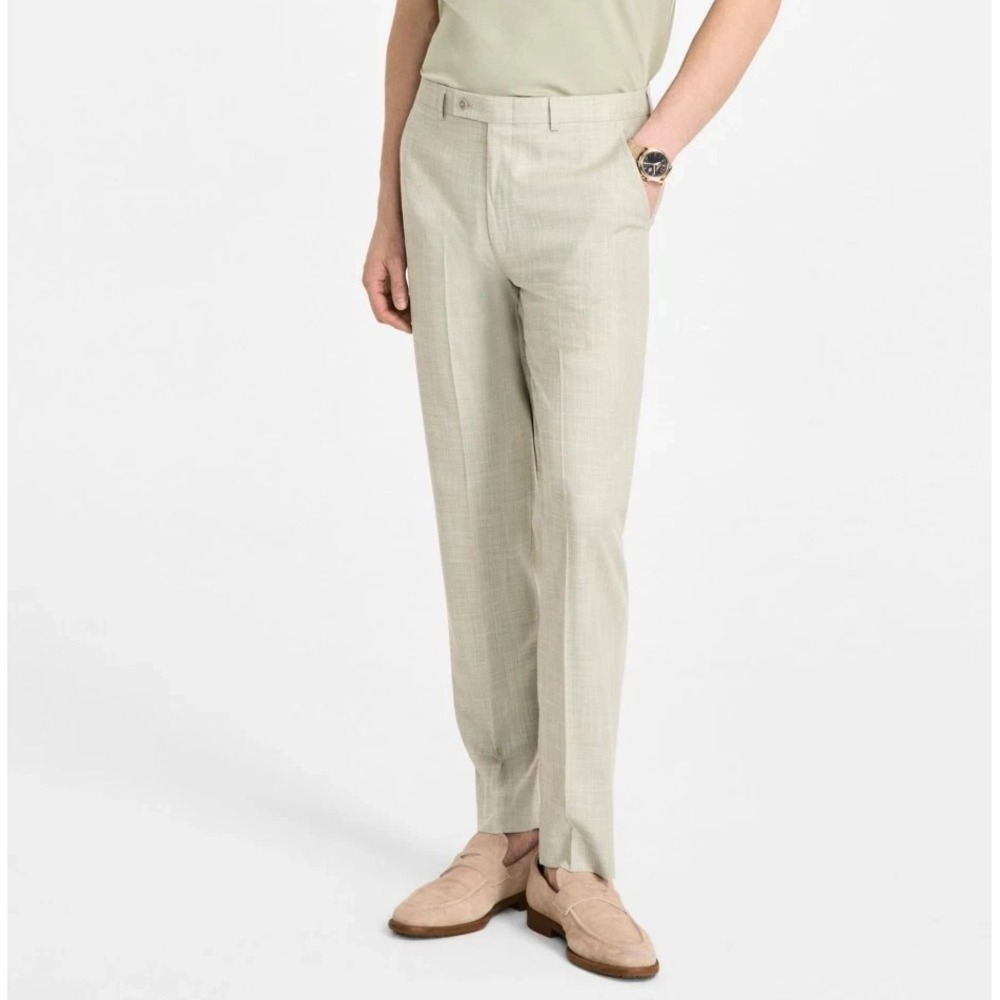 Calvin Klein Mens Slim fit Dress Pants 34W 32L Beige Olive Taupe Solid